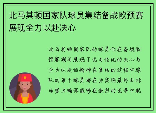 北马其顿国家队球员集结备战欧预赛展现全力以赴决心