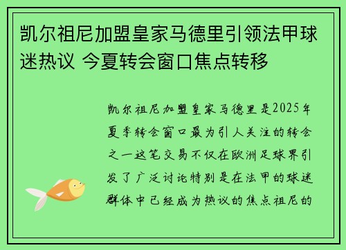 凯尔祖尼加盟皇家马德里引领法甲球迷热议 今夏转会窗口焦点转移